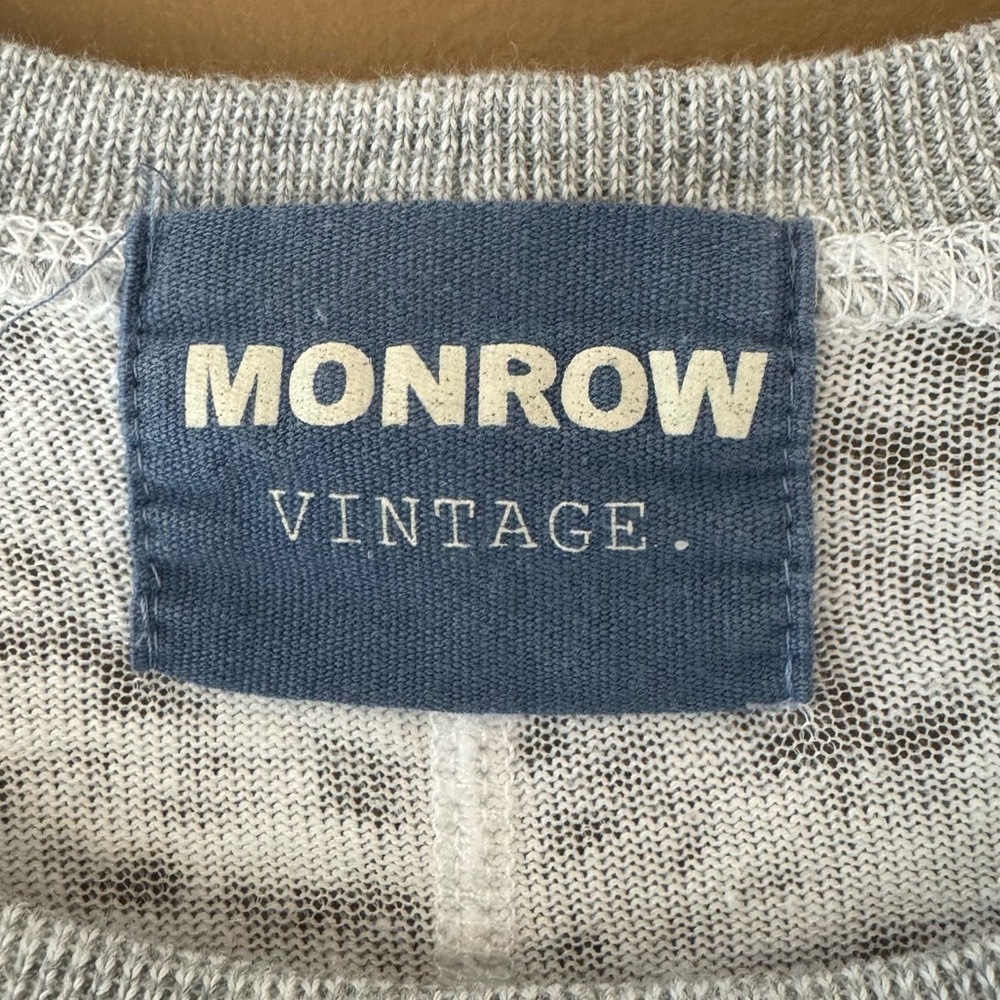 Monrow Vintage Lightweight Semi-sheer Long Sleeved Top Sweatshirt Crewneck S - Picture 6 of 7